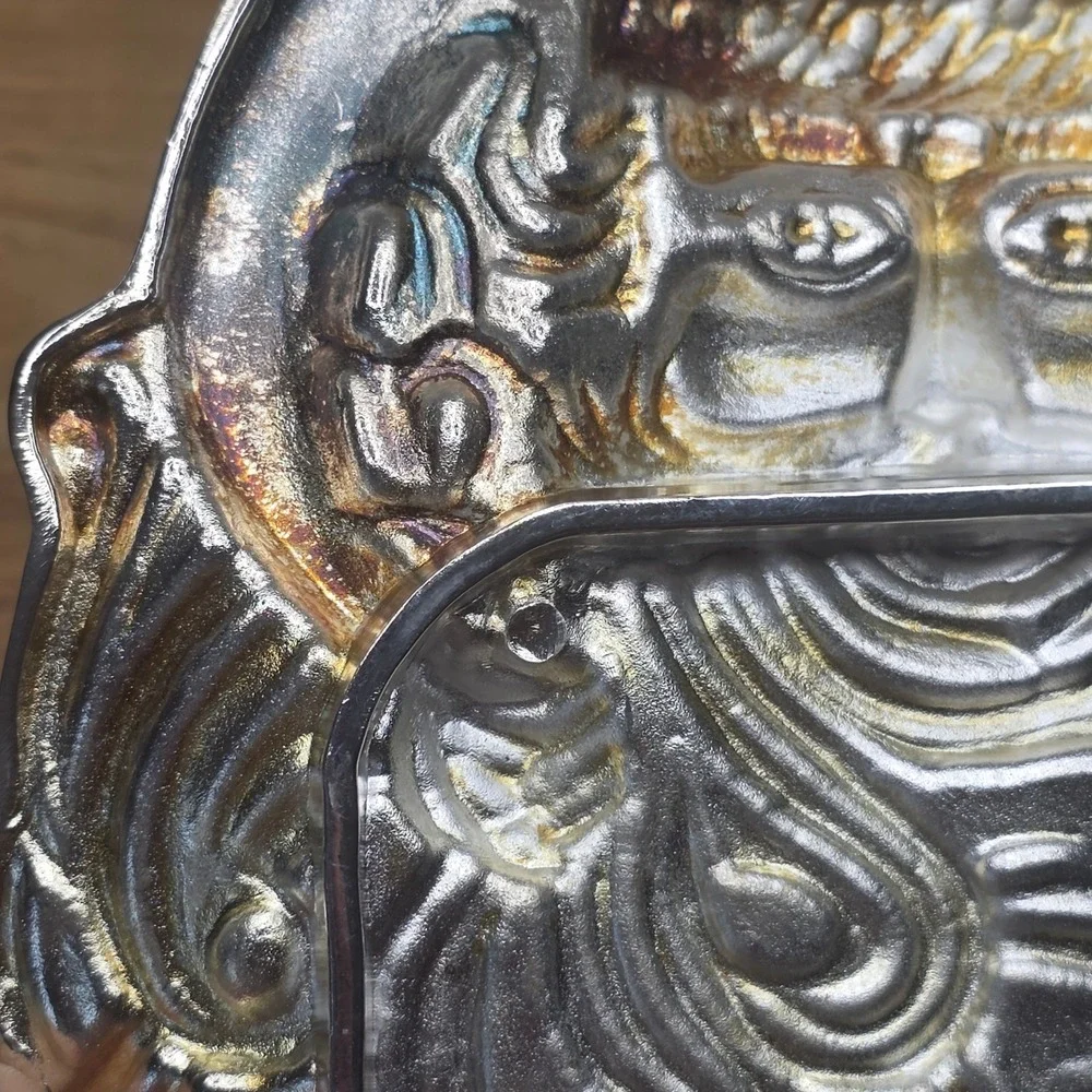 Silver Plated Santa Claus Face Trinket candy Dish Tray International Silver Co